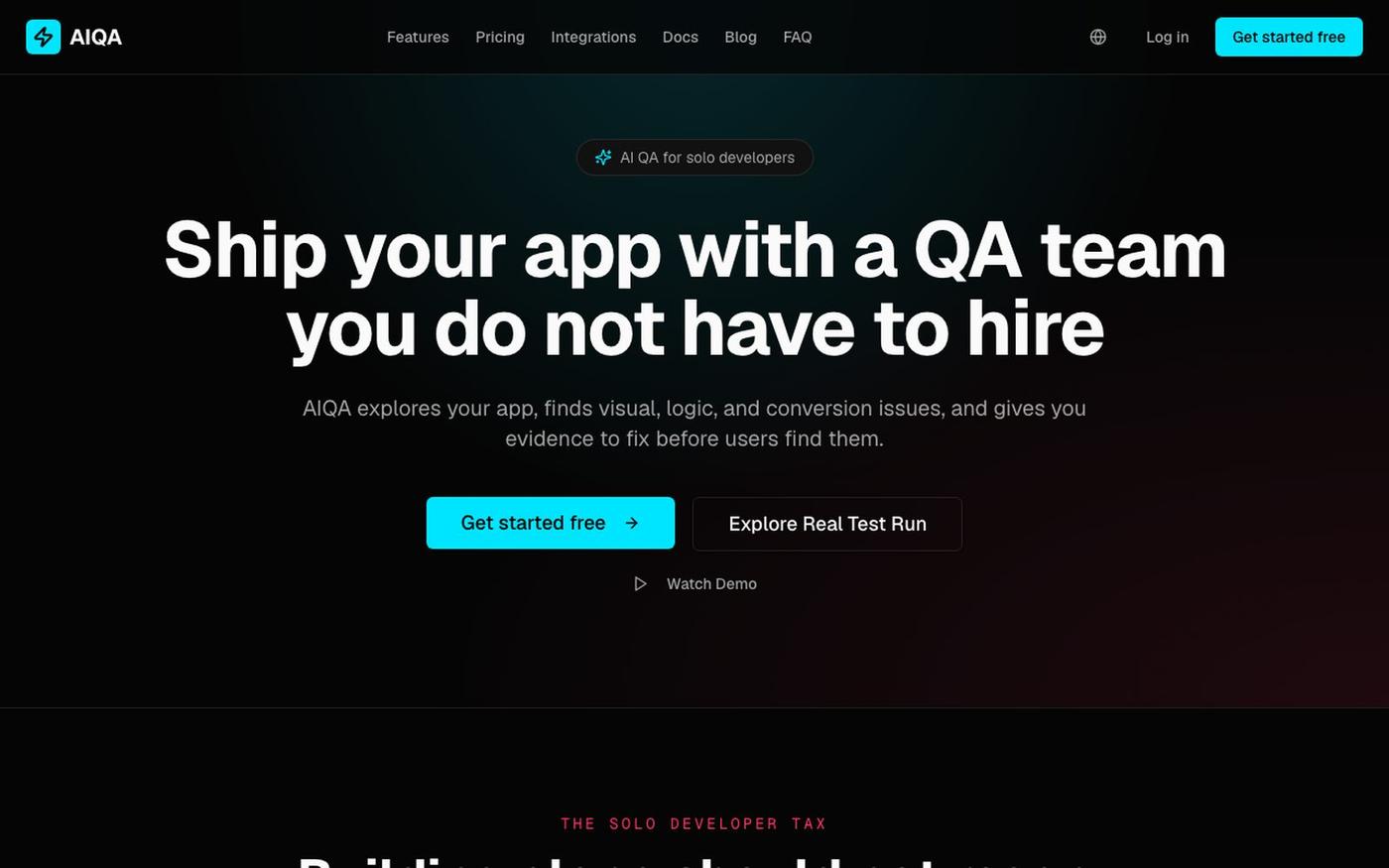 AI Mobile App Testing Without Writing Test Scripts | AIQA — screenshot