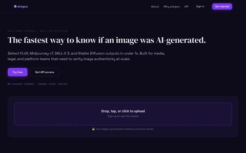 airegco — AI image detection — screenshot