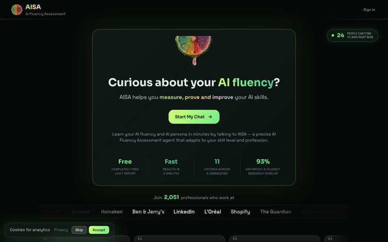 AI Fluency Assessment — Free Report & AI Certification | AISA — screenshot