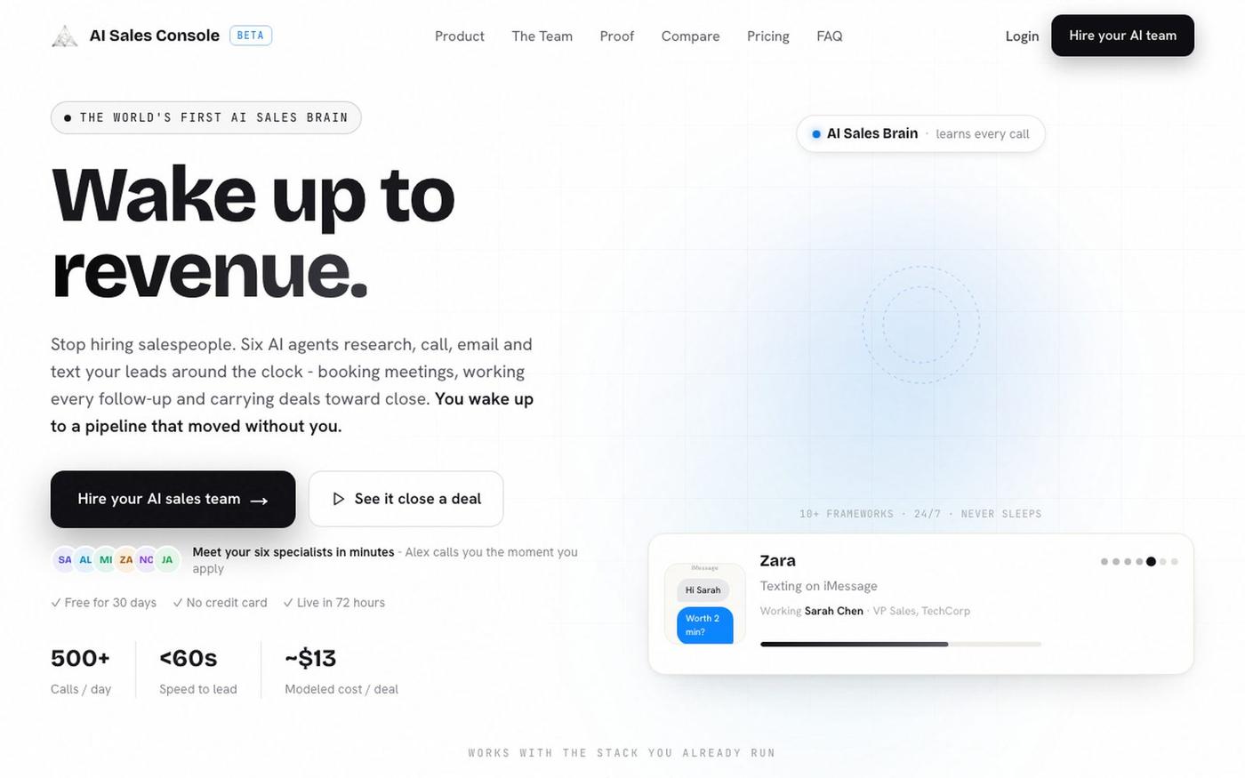 AI Sales Agent - 6 AI Agents That Close Deals 24/7 — screenshot