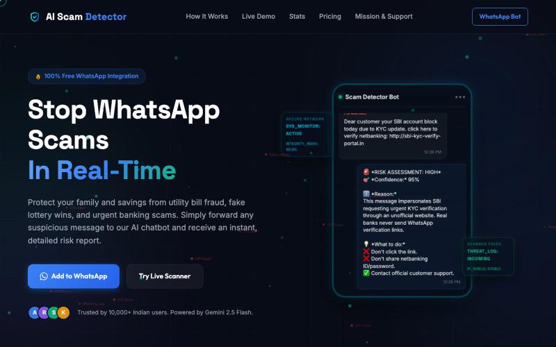 AI Scam Detector - Real-Time WhatsApp Protection — screenshot