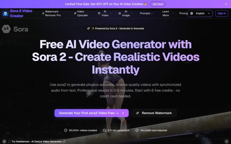 Free AI sora2 Video Generator - Sora 2 | No Sign Up Required — screenshot