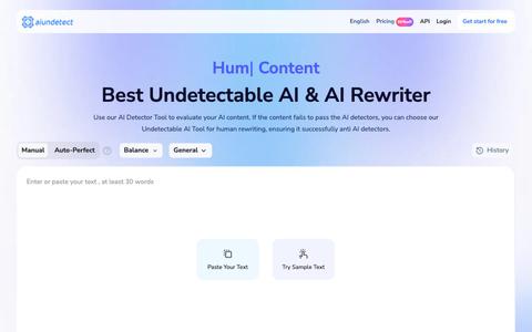AI Undetect: Undetectable AI, AI Rewriter, Rewording tool — screenshot