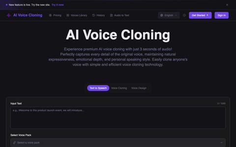 AI Voice Cloning - Create Your Unique Voice in Seconds | AI Voice Cloning — screenshot