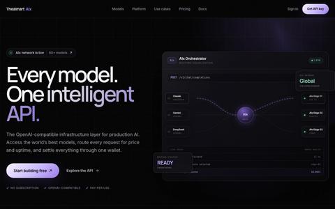 AIx — OpenAI-Compatible API for 80+ Models | theaimart — screenshot