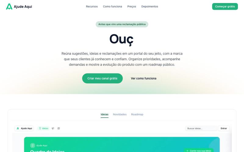 Ajude Aqui — Canal de Feedback Privado para Evitar Reclamações Públicas — screenshot