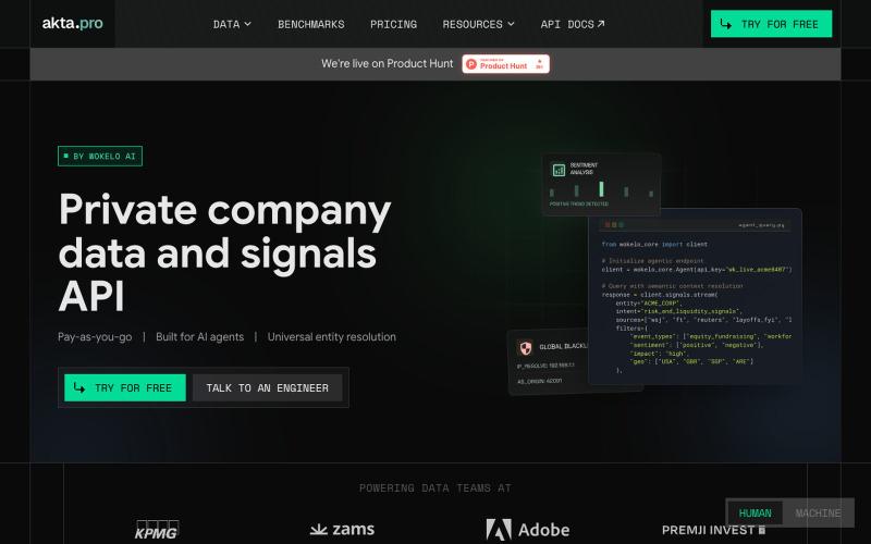 akta.pro | Private Company Data and Signals API — screenshot