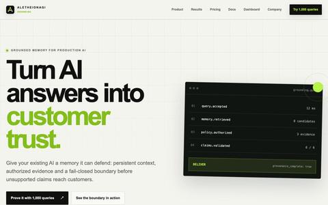 Turn AI answers into customer trust — screenshot