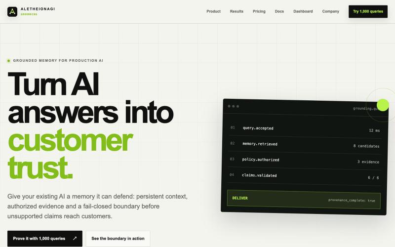 Turn AI answers into customer trust — screenshot