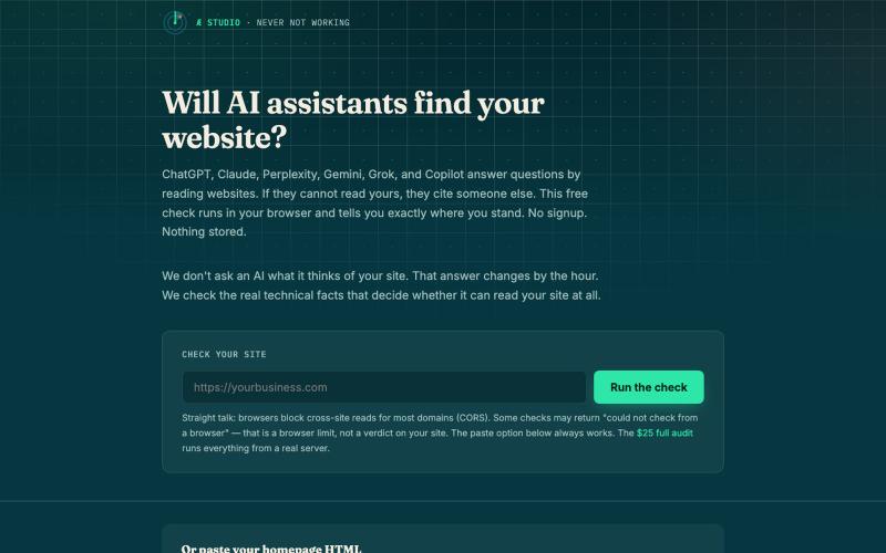 AI Visibility Score — See how your site ranks across every major AI assistant — screenshot