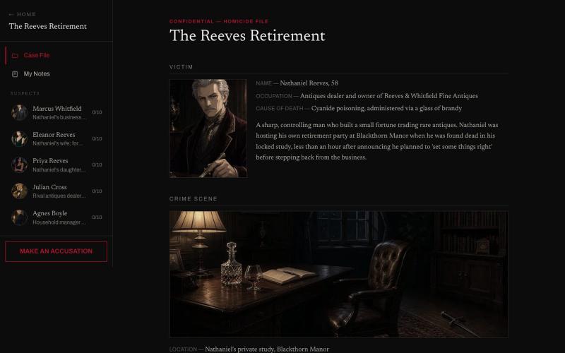 Alibi — An Interactive Murder Mystery — screenshot