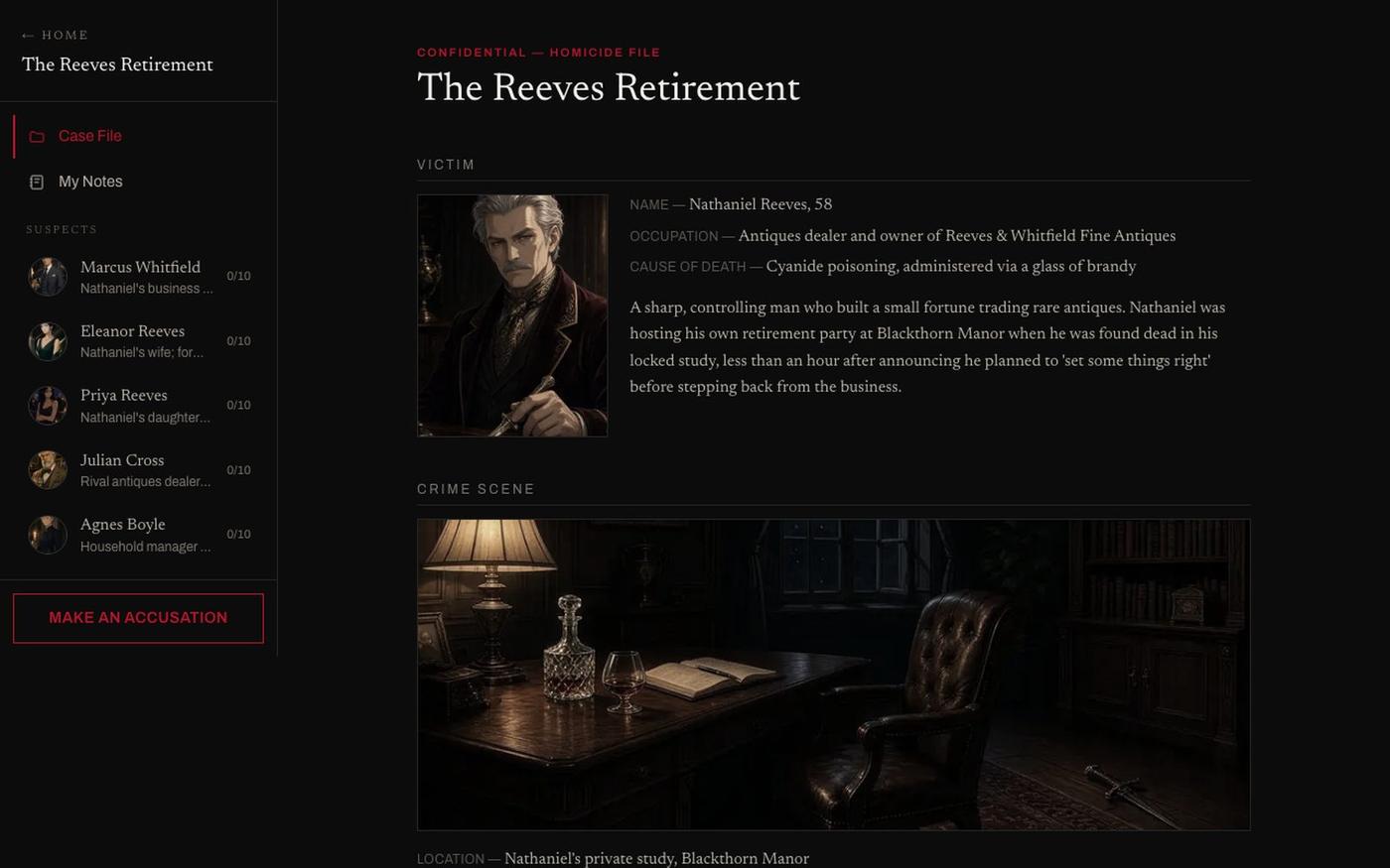 Alibi — An Interactive Murder Mystery — screenshot