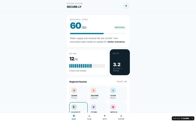 Securely — All-hazard emergency prep for households — screenshot