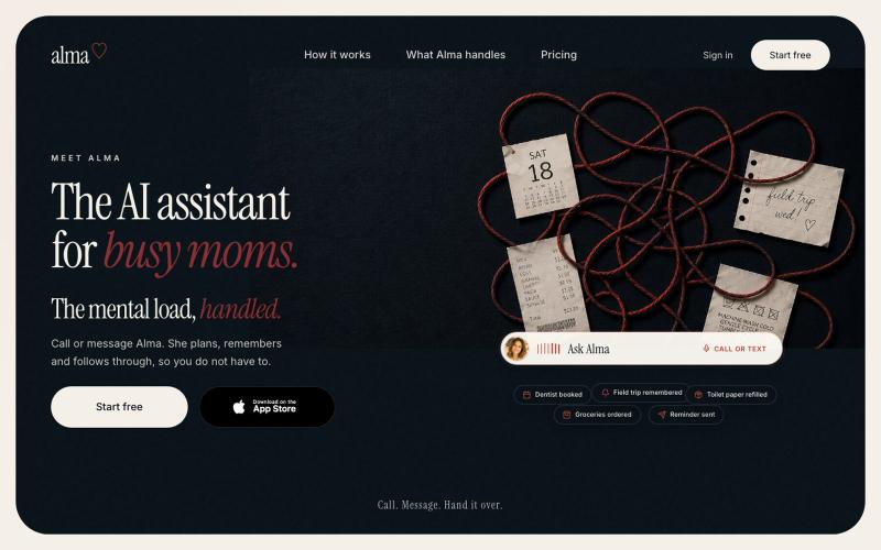 Alma, the AI assistant for moms — screenshot
