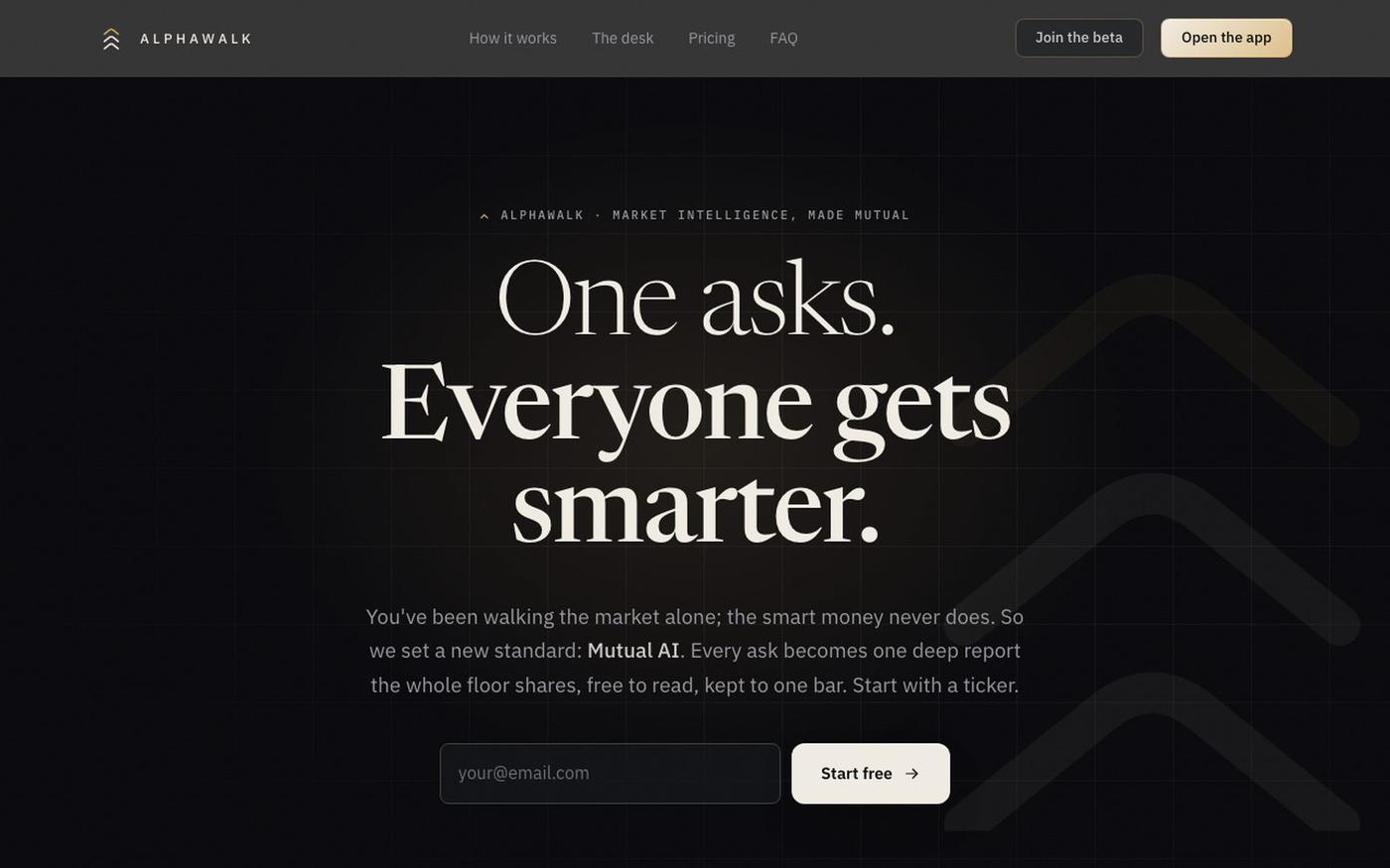 ALPHAWALK · Market intelligence, in common — screenshot