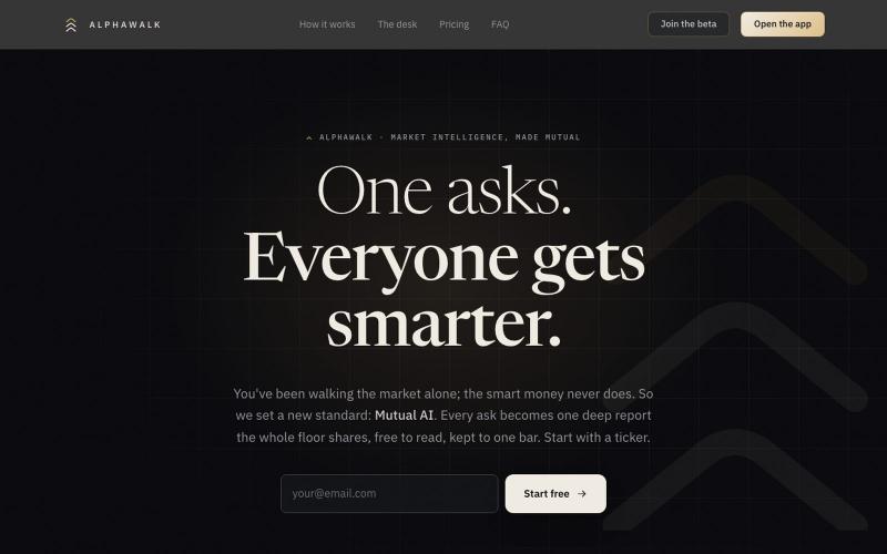 ALPHAWALK · Market intelligence, in common — screenshot