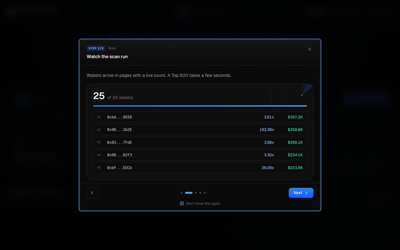Alpha Wallet Finder: top memecoin traders by PNL — screenshot