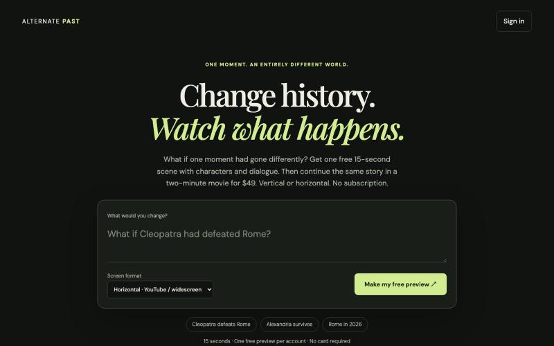 Alternate Past | AI Alternate History Movies — screenshot