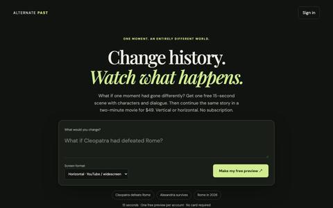Alternate Past | AI Alternate History Movies — screenshot