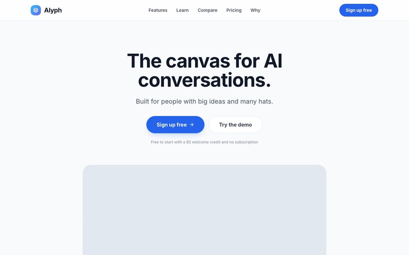 Alyph | The Canvas for AI Conversations — screenshot