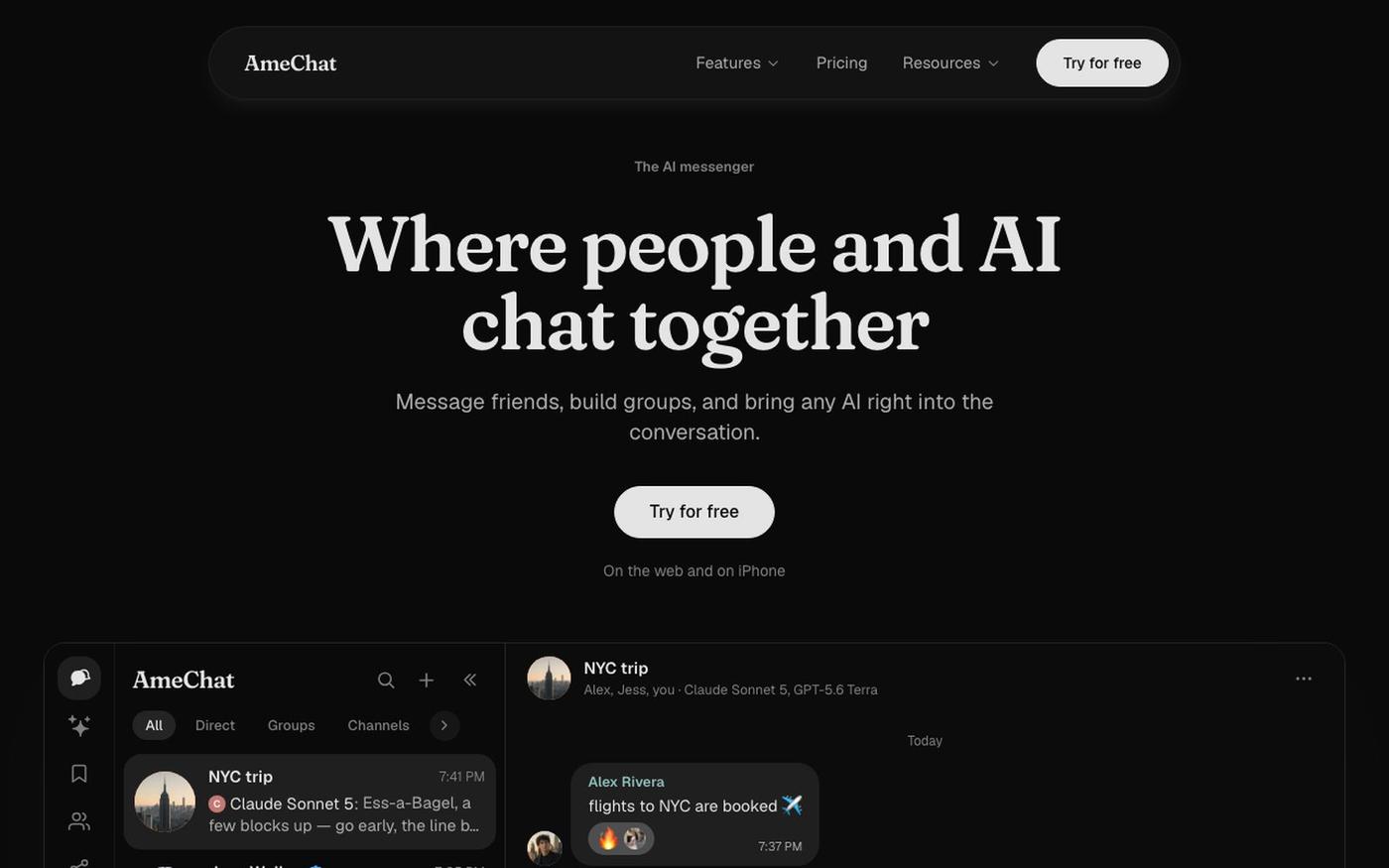 AmeChat — the AI messenger — screenshot