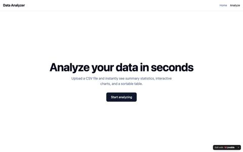 Data Analyzer — Upload and explore your CSV data — screenshot