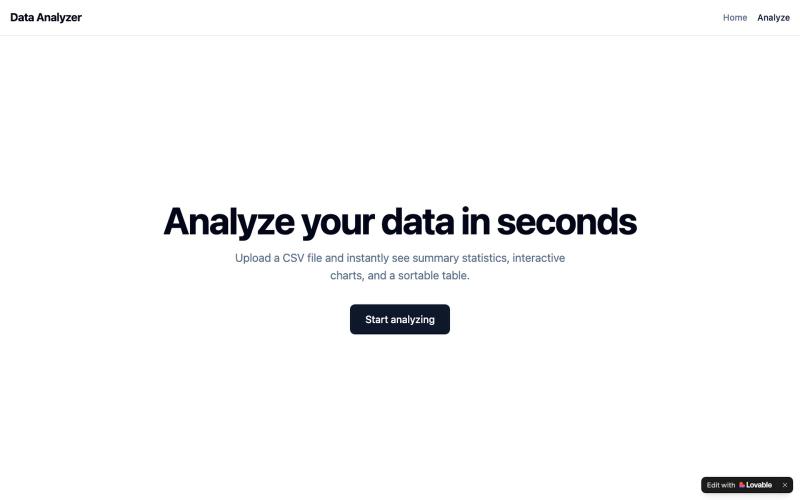 Data Analyzer — Upload and explore your CSV data — screenshot