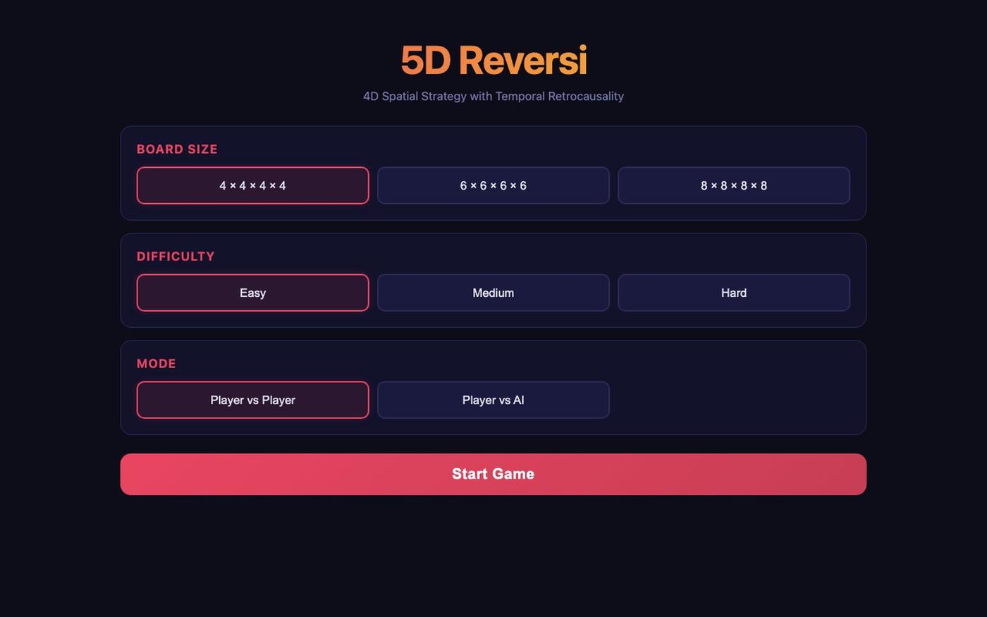 5D Reversi — screenshot