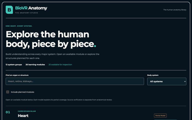 BioVR Anatomy — Anatomy library — screenshot