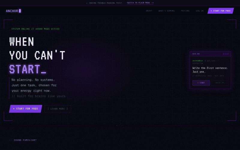Anchor — When you can't start — screenshot