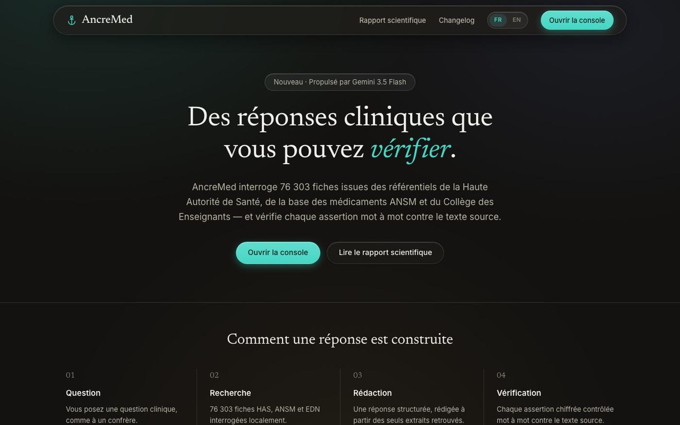 AncreMed — Intelligence Clinique Vérifiée — screenshot