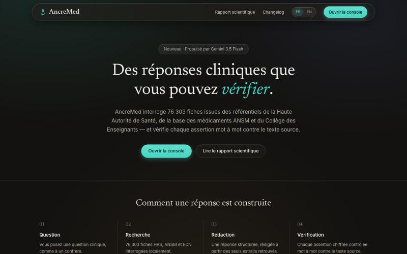 AncreMed — Intelligence Clinique Vérifiée — screenshot