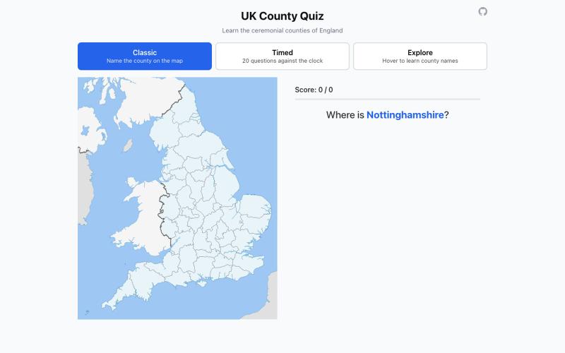 UK County Quiz — screenshot