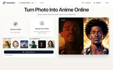 Turn Photo Into Anime Online | AnimeGen — screenshot
