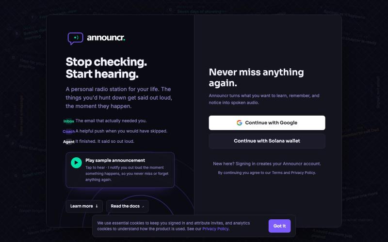 Announcr: Your Life, Out Loud — screenshot