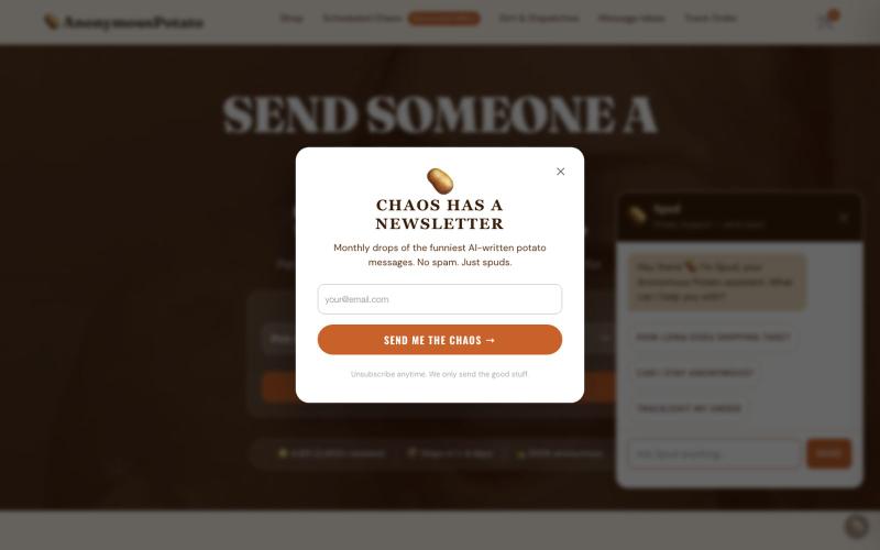 Anonymous Potato - Mail A Custom Potato — screenshot