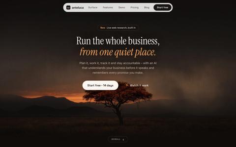 anteluca - the operating system for people who build alone — screenshot