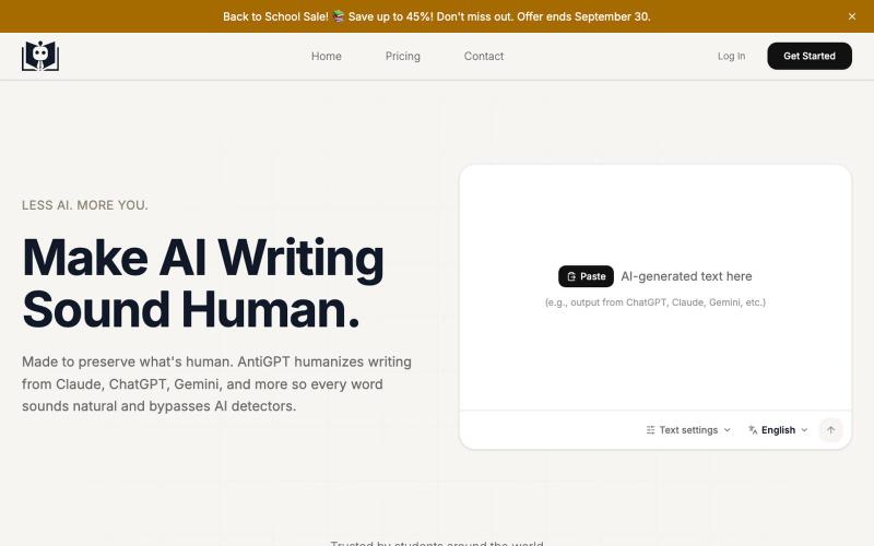 AntiGPT — Humanize AI Text & Bypass AI Detectors — screenshot