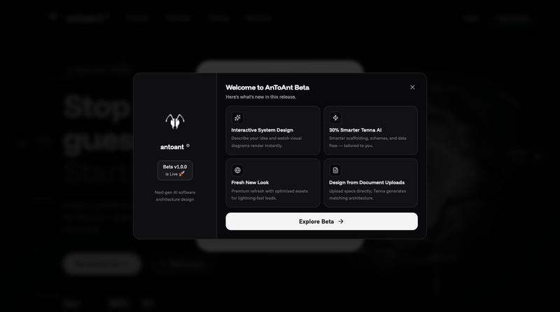 AnToAnt – AI System Designer | Design Software Architecture in Seconds — screenshot