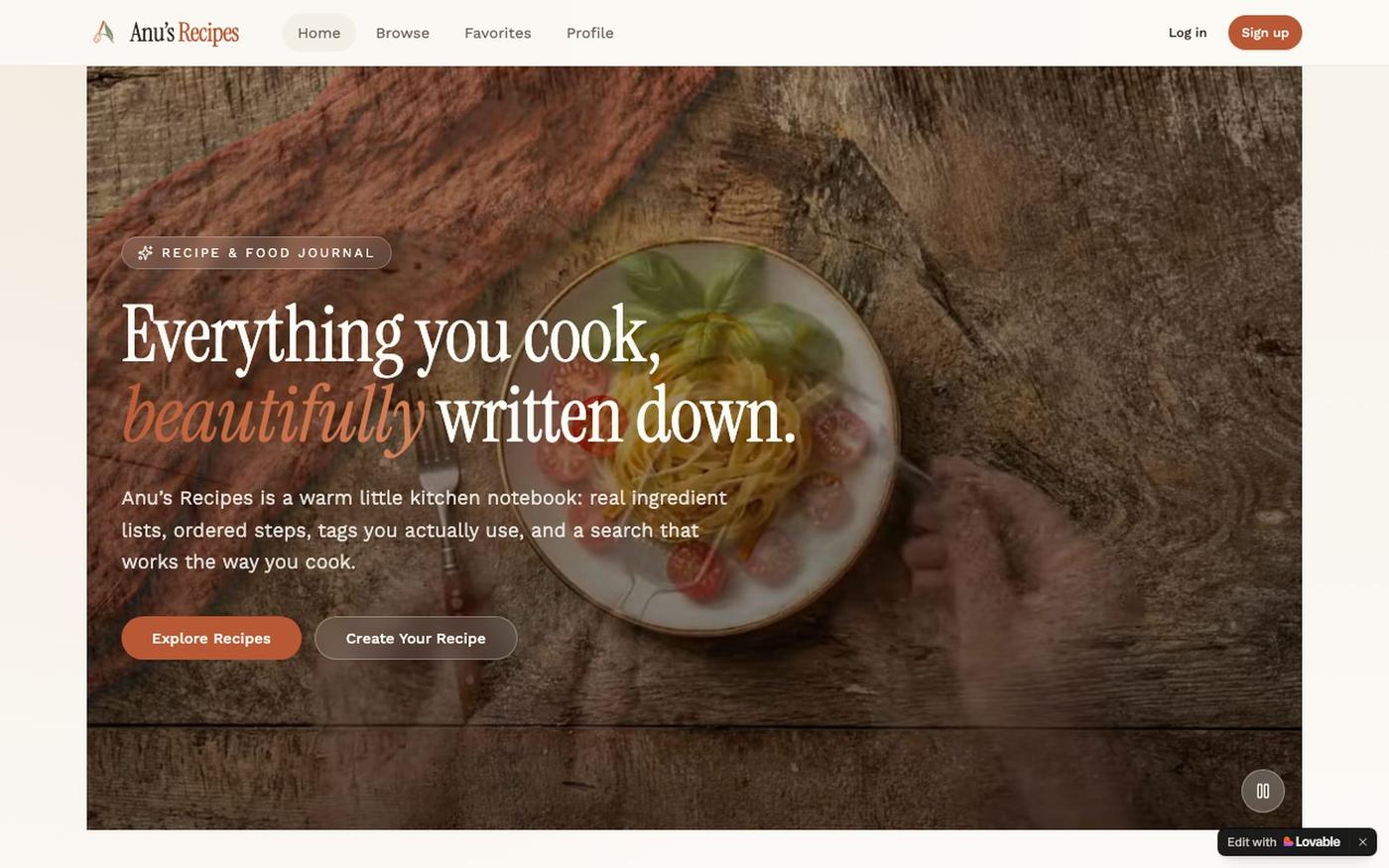 Anu's Recipes — Premium Recipe & Food Journal — screenshot