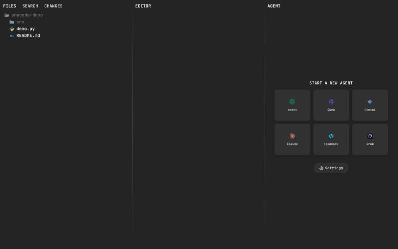 Anycode — screenshot