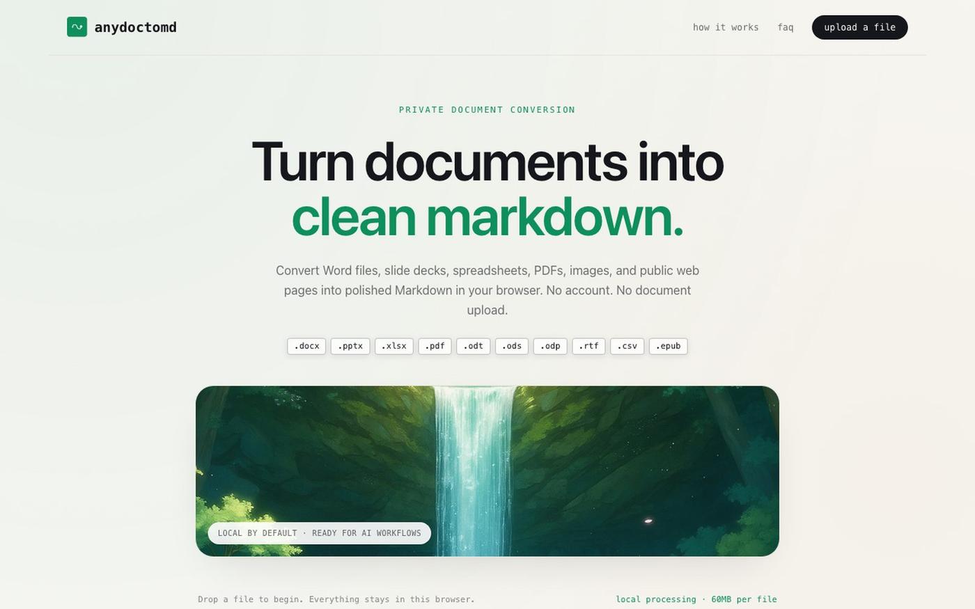 anydoctomd · AI-ready Markdown — screenshot
