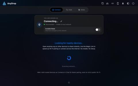 AnyDrop | Free Browser-Based Cross-Platform Sharing. No App. — screenshot