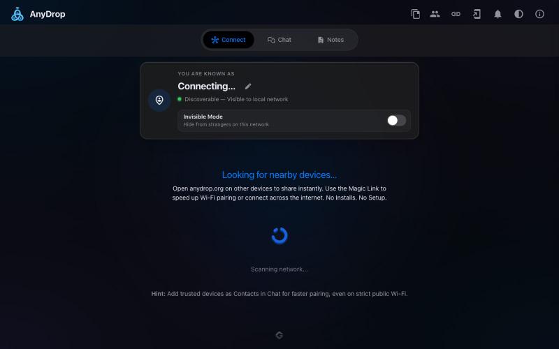 AnyDrop | Free Browser-Based Cross-Platform Sharing. No App. — screenshot