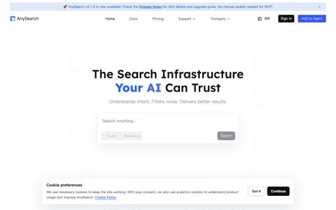 AnySearch — AI Search Infrastructure for Agents — screenshot