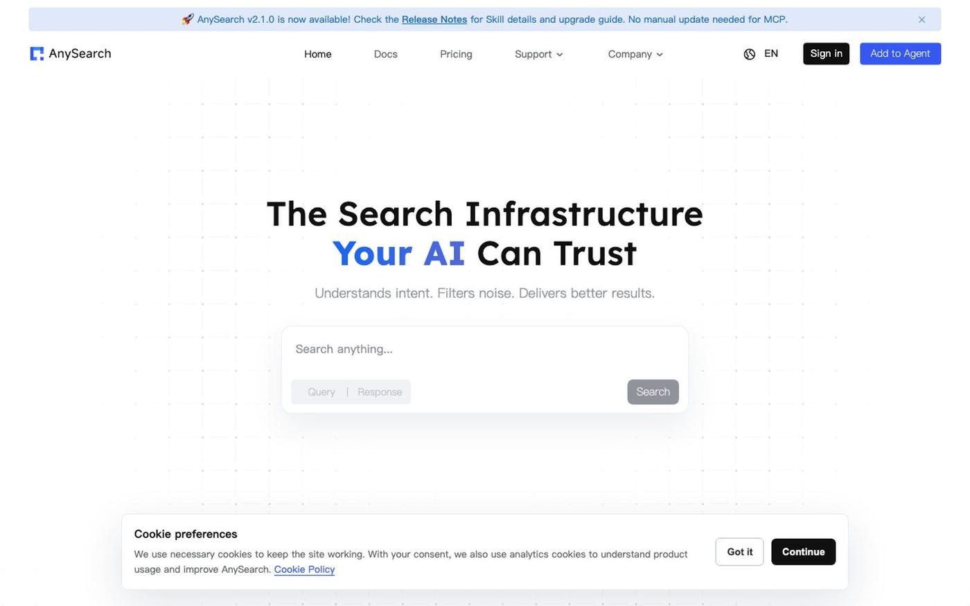 AnySearch — AI Search Infrastructure for Agents — screenshot