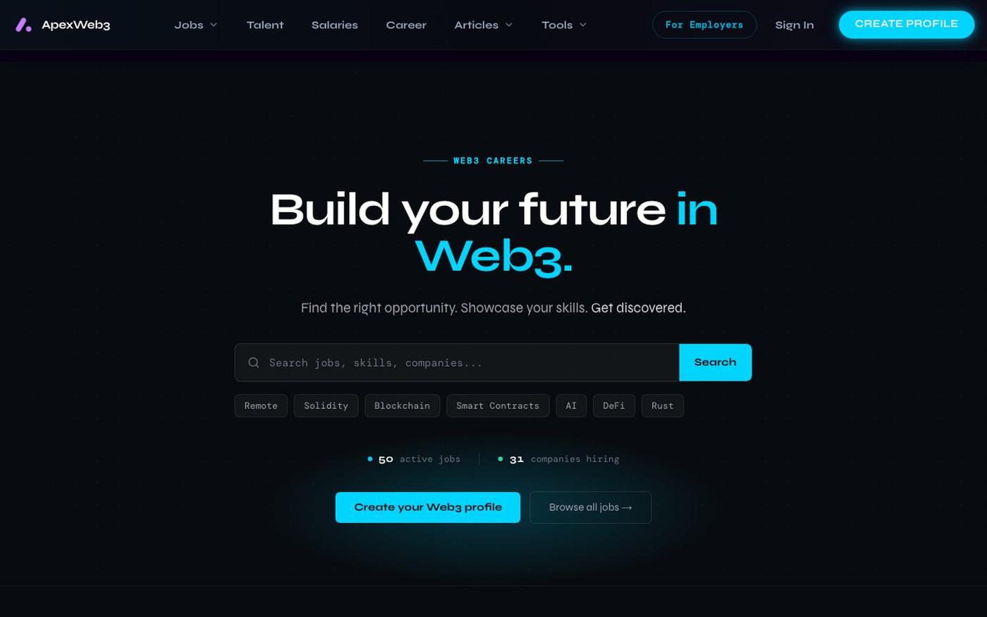 ApexWeb3 — Web3 Jobs, Talent & Careers — screenshot