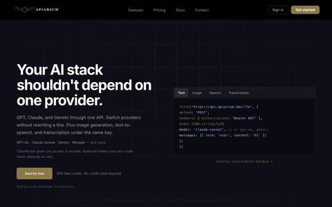 Apiarium - One API for OpenAI, Claude, Gemini & More — screenshot