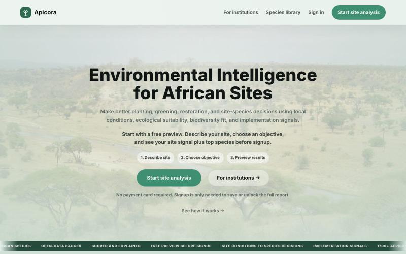 Apicora — Environmental Intelligence for Africa — screenshot