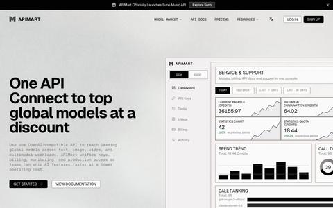 Discounted AI API Aggregator: GPT-5, Sora 2 | APIMart — screenshot